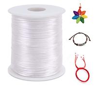 LEREATI Cola de Raton 1.5mm x 100m Cuerda Nylon Cordón de Satén Nailon, Hilo Macrame para Hacer Pulseras, Reborde, Joyería, Anudado Chino (Blanco)
