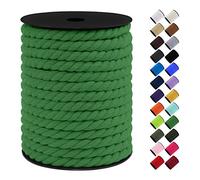 LEREATI Cuerda Macrame 10mm x 23m, Hilo de Macrame Cuerda Algodon Natural Soga, Hilo Grueso para DIY Manualidades, Macrame Pared, Cortina, Colgador de Plantas (Verde Hierba)
