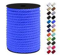 LEREATI Cuerda Macrame 8mm x 40m, Hilo de Macrame Cuerda Algodon Natural SOGA, Hilo Grueso para DIY Manualidades, Macrame Pared, Cortina, Colgador de Plantas (Azul Real)