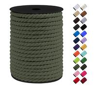 LEREATI Cuerda Macrame 8mm x 40m, Hilo de Macrame Cuerda Algodon Natural Soga, Hilo Grueso para DIY Manualidades, Macrame Pared, Cortina, Colgador de Plantas (Verde Militar)
