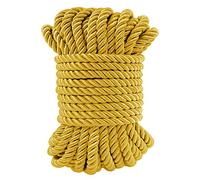 LEREATI Cuerda trenzada amarilla dorada de 7 mmx10 m, cordón de poliéster de 3 capas suave, cuerda de satén para manualidades, bolsas de regalo, decoración del hogar