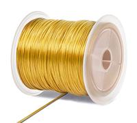 LEREATI Hilo Elastico Pulseras 0.7mm x 50m Hilo Nylon Plano Cuerda de Abalorios de Colores, Cuerda de Manualidades para Hacer Pulseras, Joyería, Collar, DIY (Dorado)