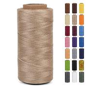 LEREATI Hilo Encerado para Pulseras 0.8mm x 260m 150D Hilos de Coser Cuero a Mano, Hilo Macrame de Poliéster para Encuadernación Costura Fabricación de Joyas Lienzo Ganchillo (Caqui Claro)