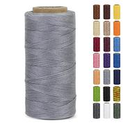 LEREATI Hilo Encerado para Pulseras 0.8mm x 260m 150D Hilos de Coser Cuero a Mano, Hilo Macrame de Poliéster para Encuadernación Costura Fabricación de Joyas Lienzo Ganchillo (Gris Claro)