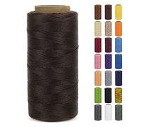 LEREATI Hilo Encerado para Pulseras 0.8mm x 260m 150D Hilos de Coser Cuero a Mano, Hilo Macrame de Poliéster para Encuadernación Costura Fabricación de Joyas Lienzo Ganchillo (Café Claro)