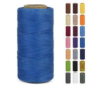 LEREATI Hilo Encerado para Pulseras 0.8mm x 260m 150D Hilos de Coser Cuero a Mano, Hilo Macrame de Poliéster para Encuadernación Costura Fabricación de Joyas Lienzo Ganchillo (Azul Claro)