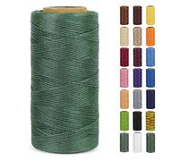 LEREATI Hilo Encerado para Pulseras 0.8mm x 260m 150D Hilos de Coser Cuero a Mano, Hilo Macrame de Poliéster para Encuadernación Costura Fabricación de Joyas Lienzo Ganchillo (Verde)
