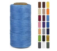 LEREATI Hilo Encerado para Pulseras 0.8mm x 260m 150D Hilos de Coser Cuero a Mano, Hilo Macrame de Poliéster para Encuadernación Costura Fabricación de Joyas Lienzo Ganchillo (Azul Cielo)