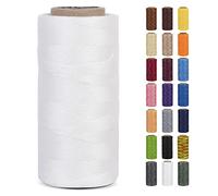 LEREATI Hilo Encerado para Pulseras 0.8mm x 260m 150D Hilos de Coser Cuero a Mano, Hilo Macrame de Poliéster para Encuadernación Costura Fabricación de Joyas Lienzo Ganchillo (Blanco)