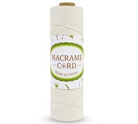 LEREATI Hilo Macrame 1mm x 100m Cuerda Macrame Beige Cuerda de Algodon Suave Cordel Manualidades, Hilos Macrame para Soporte de Plantas, Colgante, Cortina, Pared, Boda Decoracion, DIY