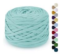LEREATI Trapillo para Crochet 285g / 100m Hilo Para Tejer a Crochet Hilo Macrame, Cinta Hilo Trapillo Cuerda Macrame para Tejer Cestas de Ganchillo, Bolsos, Colgante de Pared, Mantas (Azul Claro)