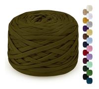 LEREATI Trapillo para Crochet 285g / 100m Hilo Para Tejer a Crochet Hilo Macrame, Cinta Hilo Trapillo Cuerda Macrame para Tejer Cestas de Ganchillo, Bolsos, Colgante de Pared, Mantas (Verde Militar)