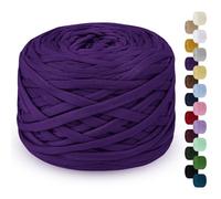 LEREATI Trapillo para Crochet 285g / 100m Hilo Para Tejer a Crochet Hilo Macrame, Cinta Hilo Trapillo Cuerda Macrame para Tejer Cestas de Ganchillo, Bolsos, Colgante de Pared, Mantas (Violeta)