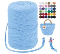 LEREATI Trapillo para Crochet 7mm Hilo para Tejer a Crochet 250g 100m Hilo Macrame Tricotar Hilo de Ganchillo para Cestas, Bolsa, Colgante de Pared, Textil, DIY (Azul Lago)