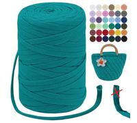 LEREATI Trapillo para Crochet 7mm Hilo para Tejer a Crochet 250g 100m Hilo Macrame Tricotar Hilo de Ganchillo para Cestas, Bolsa, Colgante de Pared, Textil, DIY (Verde Pavo Real)