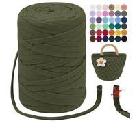 LEREATI Trapillo para Crochet 7mm Hilo para Tejer a Crochet 250g 100m Hilo Macrame Tricotar Hilo de Ganchillo para Cestas, Bolsa, Colgante de Pared, Textil, DIY (Verde Militar)