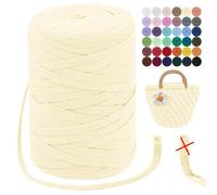 LEREATI Trapillo para Crochet 7mm Hilo para Tejer a Crochet 250g 100m Hilo Macrame Tricotar Hilo de Ganchillo para Cestas, Bolsa, Colgante de Pared, Textil, DIY (Amarillo Claro)