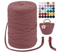 LEREATI Trapillo para Crochet 7mm Hilo para Tejer a Crochet 250g 100m Hilo Macrame Tricotar Hilo de Ganchillo para Cestas, Bolsa, Colgante de Pared, Textil, DIY (Rojo Ladrillo)
