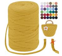 LEREATI Trapillo para Crochet 7mm Hilo para Tejer a Crochet 250g 100m Hilo Macrame Tricotar Hilo de Ganchillo para Cestas, Bolsa, Colgante de Pared, Textil, DIY (Cúrcuma)