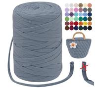LEREATI Trapillo para Crochet 7mm Hilo para Tejer a Crochet 250g 100m Hilo Macrame Tricotar Hilo de Ganchillo para Cestas, Bolsa, Colgante de Pared, Textil, DIY (Gris)