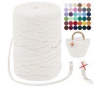 LEREATI Trapillo para Crochet 7mm Hilo para Tejer a Crochet 250g 100m Hilo Macrame Tricotar Hilo de Ganchillo para Cestas, Bolsa, Colgante de Pared, Textil, DIY (Beige)