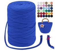 LEREATI Trapillo para Crochet 7mm Hilo para Tejer a Crochet 250g 100m Hilo Macrame Tricotar Hilo de Ganchillo para Cestas, Bolsa, Colgante de Pared, Textil, DIY (Azul Oscuro)