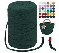 LEREATI Trapillo para Crochet 7mm Hilo para Tejer a Crochet 250g 100m Hilo Macrame Tricotar Hilo de Ganchillo para Cestas, Bolsa, Colgante de Pared, Textil, DIY (Verde Oscuro)