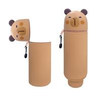 Lergas Estuche para lápices, de silicona Kawaii, 2 en 1, diseño de dibujos animados, estuche con cremallera, diseño de animales, estuche escolar para niñas, niños y adultos, c, /