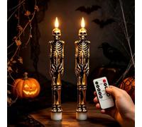 Lergas Velas LED de Halloween con mando a distancia y temporizador, juego de 2 velas LED (bronce)