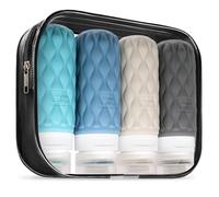Lericttor Botellas de Viaje Silicona 4 Pack, Botes Viaje Rellenables 100ml, Kit Avion Botellas para Gel, Champús, Lociones y Líquido
