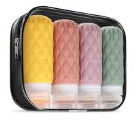 Lericttor Botellas de Viaje Silicona 4 Pack, Botes Viaje Rellenables 100ml, Kit Avion Botellas para Gel, Champús, Lociones y Líquido