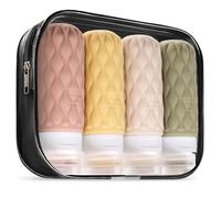 Lericttor Botellas de Viaje Silicona 4 Pack, Botes Viaje Rellenables 100ml, Kit Avion Botellas para Gel, Champús, Lociones y Líquido