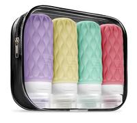 Lericttor Botellas de Viaje Silicona 4 Pack, Botes Viaje Rellenables 100ml, Kit Avion Botellas para Gel, Champús, Lociones y Líquido