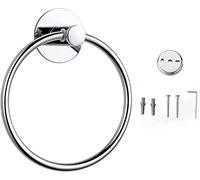 Lerkely Toallero de acero inoxidable, 16 cm, forma redonda, soporte para toallas de pared (clásico), color plateado