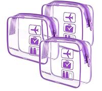 Lermende Juego de 2 Kits de Aseo Transparentes aprobados por la TSA para Viaje, Equipaje de Mano Conforme a Las Normas de Las aerolíneas, Talla L 3-1-1, Violeta, 7,7 x 5,9 x 2,5 Pulgadas (Pack de 2)