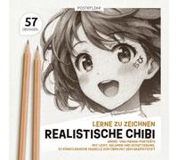 Lerne zu Zeichnen Realistische Chibi: Anime- und Manga-Porträts mit Licht, Volumen und Schattierung. 57 Künstlerische Modelle zum Üben mit dem Graphitstift
