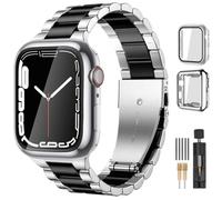 Lerobo Compatible con Apple Watch Band de 44 mm, 42 mm, 40 mm, 38 mm, 41 mm, 45 mm, 46 m, 49 mm, correa de metal de acero inoxidable sólido con 2 fundas protectoras para iWtach Series 12, 11, 10, 9, 8