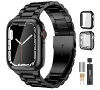Lerobo Compatible con Apple Watch Band de 44 mm, 42 mm, 40 mm, 38 mm, 41 mm, 45 mm, 46 m, 49 mm, correa de metal de acero inoxidable sólido con 2 fundas protectoras para iWtach Series 12, 11, 10, 9, 8