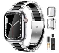 Lerobo Compatible con Apple Watch Band de 44 mm, 42 mm, 40 mm, 38 mm, 41 mm, 45 mm, 46 m, 49 mm, correa de metal de acero inoxidable sólido con 2 fundas protectoras para iWtach Series 12, 11, 10, 9, 8