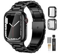 Lerobo Compatible con Apple Watch Band de 44 mm, 42 mm, 40 mm, 38 mm, 41 mm, 45 mm, 46 m, 49 mm, correa de metal de acero inoxidable sólido con 2 fundas protectoras para iWtach Series 12, 11, 10, 9, 8