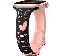 Lerobo Correa delgada y delgada de dos tonos compatible con correas de Apple Watch de 1.575 pulgadas, 1.614 pulgadas, 1.496 pulgadas, para mujer, correa deportiva de silicona suave grabada con corazón