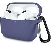 Lerobo Funda Compatible con AirPods Pro, Funda Protectora de Silicona Impermeable para Airpod Pro, soporta Carga inalámbrica con mosquetón Frontal LED Visible, Azul y Gris