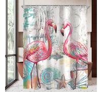 Lerores Cortina de ducha de 180 x 200 cm, diseño de pájaro del amor, dobladillo con peso, textil antimoho, impermeable, lavable, tela de poliéster para baño, bañera con 12 anillos de cortina de ducha