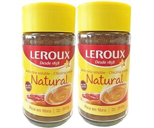 Leroux Achicoria Soluble Natural Pack 2x200g Sustituto del Café Sin Cafeína Sin Gluten 100% Pura Bebida Vegetal Digestiva Alternativa Saludable al Café