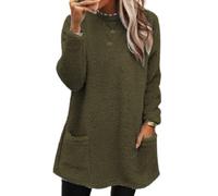 Lerpwige 1. Sudadera térmica de forro polar para mujer, para invierno, manga larga, túnicas con bolsillos, acogedora ropa de exterior, forro polar, sudadera larga para mujer, Amy Green, L