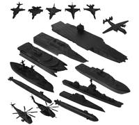 Lerpwige 17 Piezas Negro Modelo de Barco de la Marina Conjunto de Figuras con Aviones Para Niños STEM Aprendizaje Y Representación Realista Tecnología Marina Juguetes