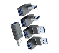Lerpwige 5 adaptadores de extensión USB 3.0 de 90 grados con conector macho a hembra para instalación de espacios reducidos en portátiles y vehículos, conector USB de coche