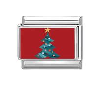 Lerpwige Abalorios italianos de conexión de acero inoxidable adornos de Navidad accesorios adecuados para la fabricación de pulseras accesorios rojos navideños, talla única, como se describe