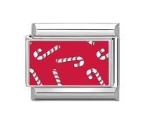 Lerpwige Abalorios italianos de conexión de acero inoxidable adornos de Navidad accesorios adecuados para la fabricación de pulseras accesorios rojos navideños, talla única, como se describe