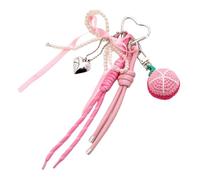 Lerpwige Artístico Crochet Mochila Encanto Flores Patrón de Caramelo Práctico Colgante Ergonómico Para Uso Diario Perlas Artificiales Cinta Llavero, K5152